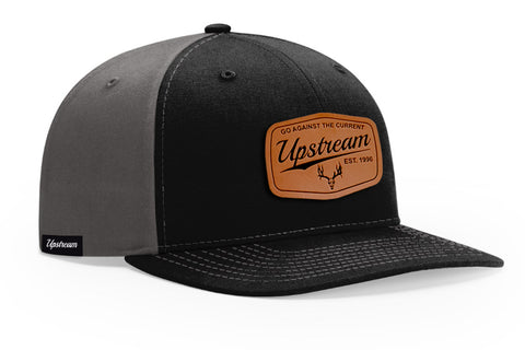 BLACK/CHARCOAL/LEATHER UPSTREAM HAT