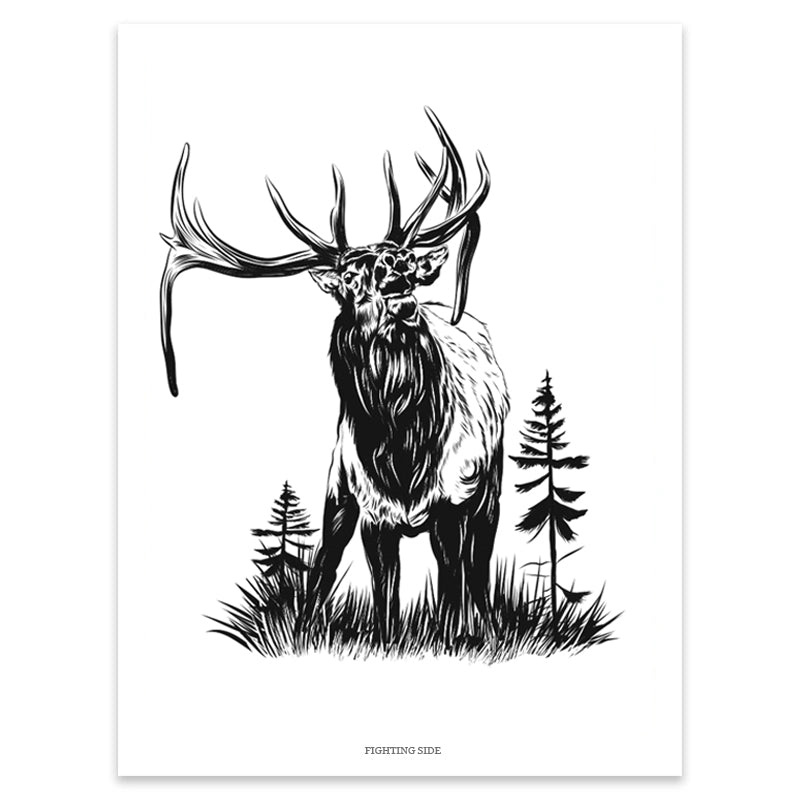 elk fighting painting