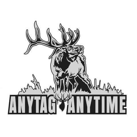 BULL ELK DECAL Titled "Any Tag Any Time" By Upstream Images
